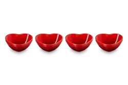 Le Creuset - Zestaw 4 Mini Miseczek Serce Wiśniowy