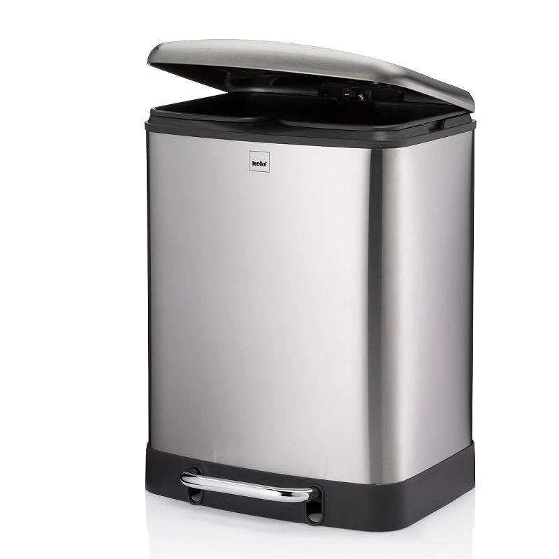 Kela - kosz do segregacji śmieci, 2 x 12 l, 37 x 34 x 50 cm, metaliczny satynowy Davino