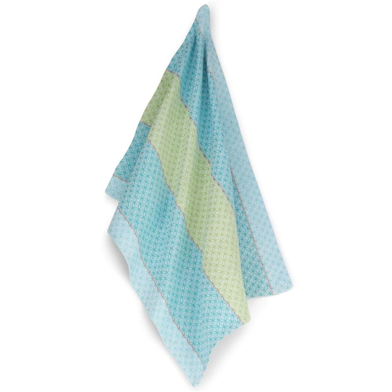 Kela - bawełniana ścierka kuchenna, 70x50 cm, paski niebiesko-ziel. Carla