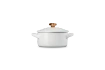 Le Creuset - Mini-Cocotte 10 cm ze złotą gałką serce White