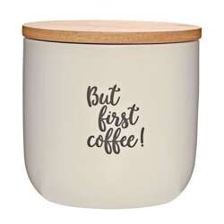 Cilio - pojemnik kuchenny, ceramika/drewno dębowe, 0,6 l, kremowy Coffee Culture
