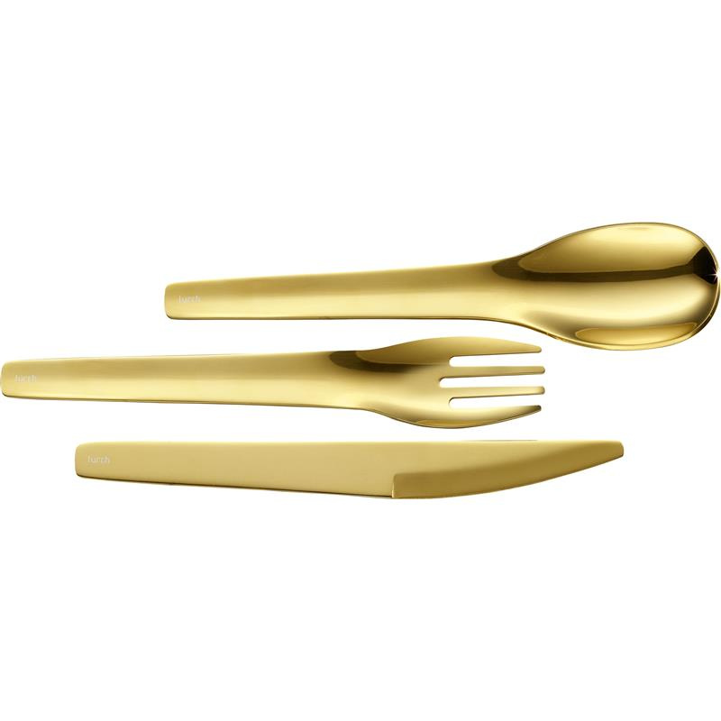 Lurch - zestaw sztućców w etui, 3 el., 18 cm, złote To-Go