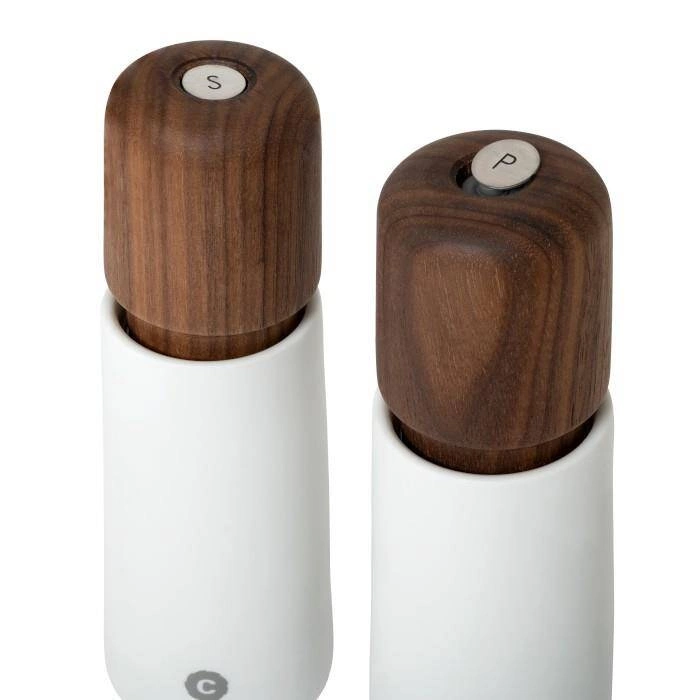 Crush Grind - Młynek porcelanowy 17cm biały/orzech Stockholm