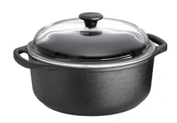 Skeppshult - Garnek żeliwny ze szklaną pokrywą - 4 ltr, czarny