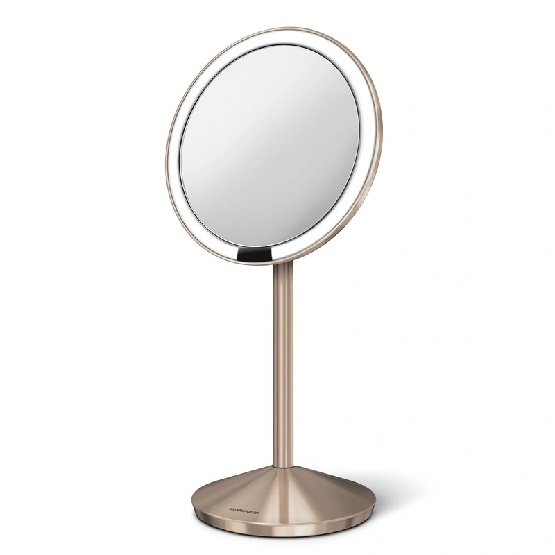 simplehuman - Lustro sensorowe mini z pokrowcem różowe złoto