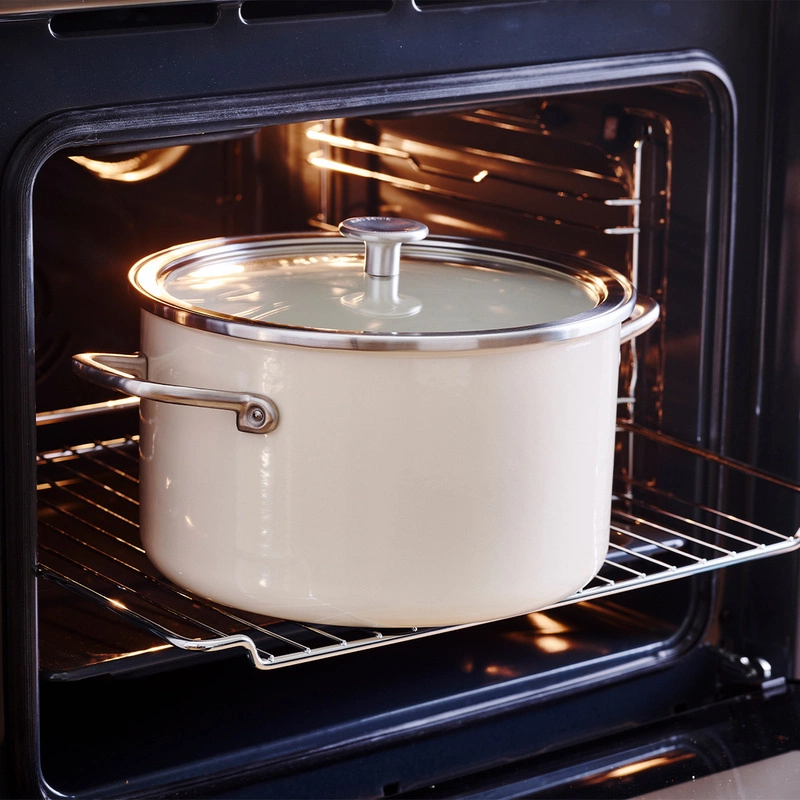 KitchenAid - Garnek emaliowany z pokrywką 6L - kremowy