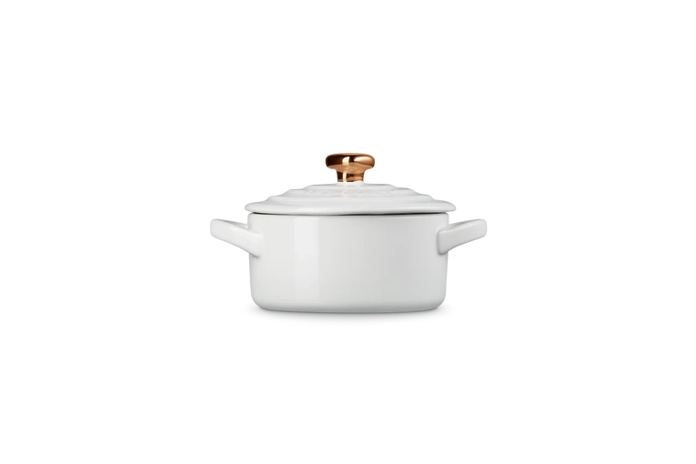Le Creuset - Mini-Cocotte 10 cm ze złotą gałką serce White