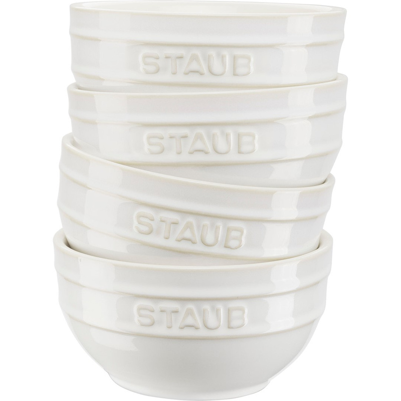 Staub - zestaw 4 misek okrągłych 12 cm, kość słoniowa Serving