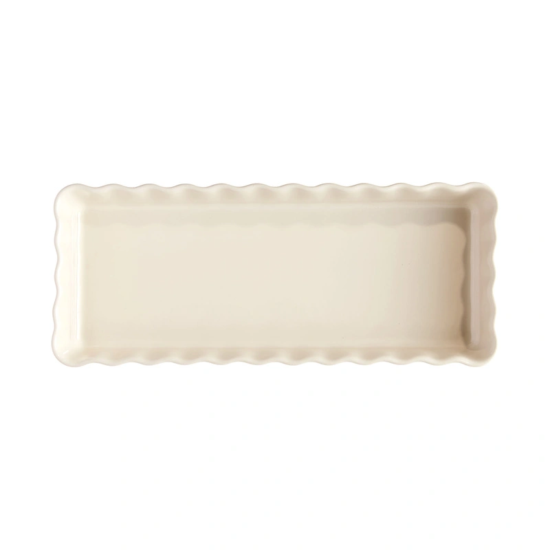 Emile Henry - Prostokątne naczynie do tarty- 36x15x5cm - kremowy