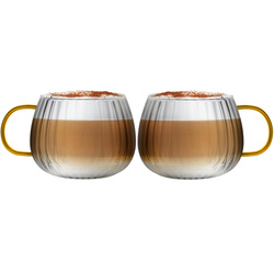 Vialli Design - Komplet 2 szklanek z żółtym uchem 350 ml Tulip