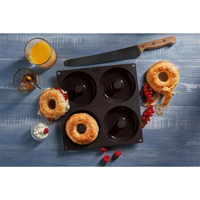 Lurch - forma na 4 ciastka z dziurką, silikon, 26 x 26 cm Flexiform