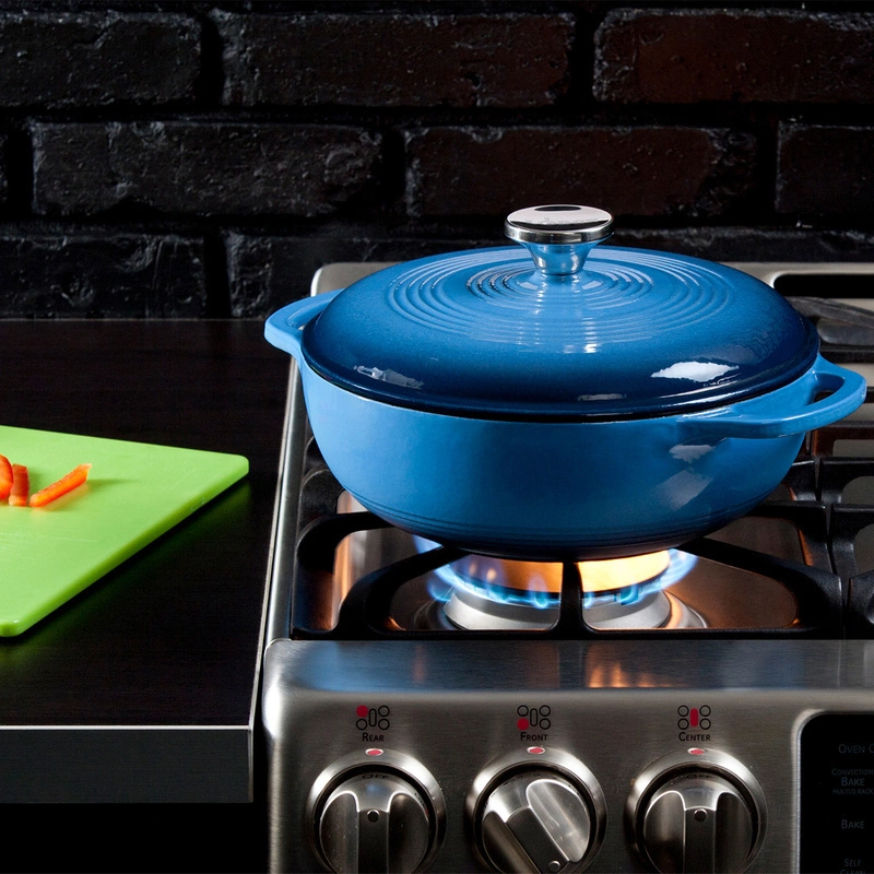 Lodge - Garnek żeliwny emaliowany - niebieski 2,8L