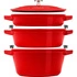 Staub - zestaw 3 naczyń żeliwnych+ pokrywka 24 cm czerwony