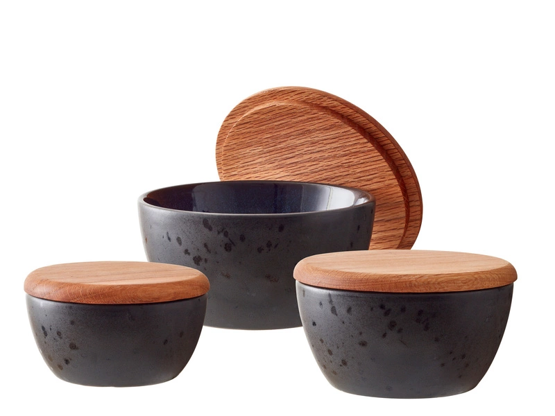 Bitz - Zestaw 3 sztuk misek z pokrywką Black/Dark blue