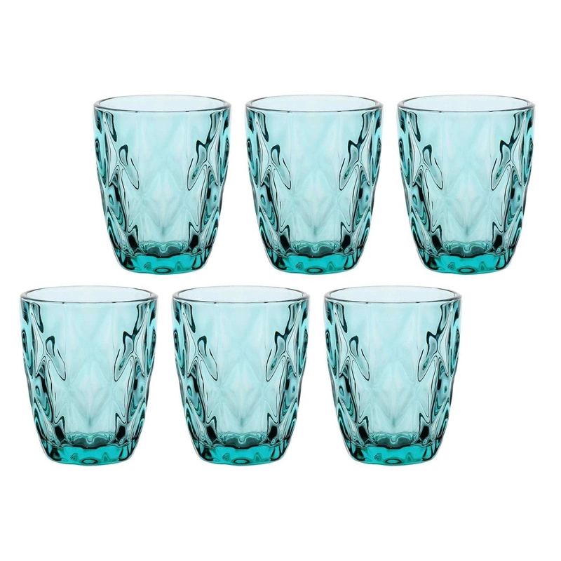 Rose&Tulipani - zestaw 6 szklanek 270 ml turkusowy Diamond