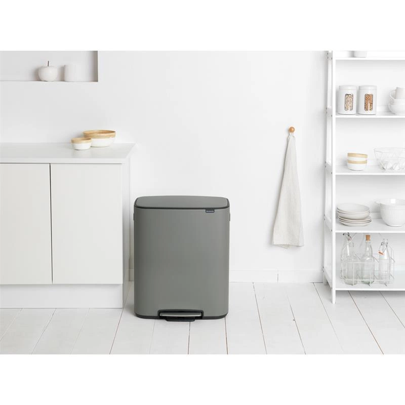 Brabantia - kosz na śmieci pedałowy Bo 60L mineralny szary
