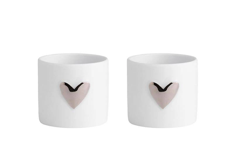Raeder - Zestaw 2 świeczników na tealight - srebrne serce