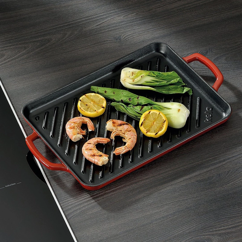 Kela - Płyta żeliwna do grillowania czerwona Calido