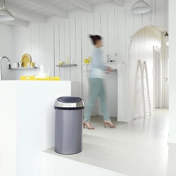 Brabantia - kosz na śmieci Touch Bin - 60 L, platynowy - pokrywa stal matowa FPP