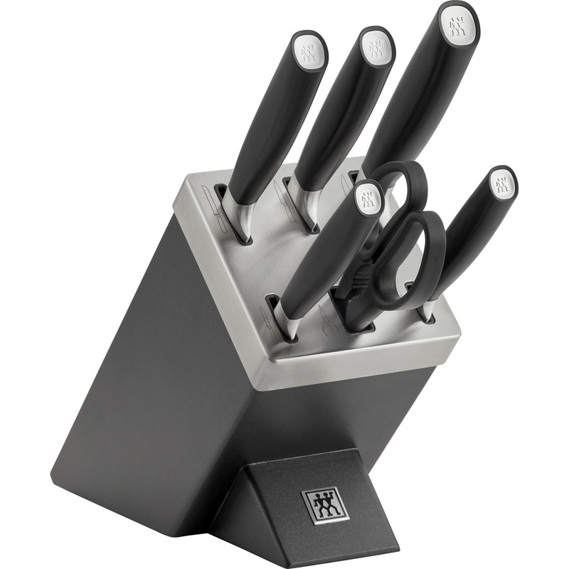 Zwilling - zestaw 5 noży w bloku czarnym samoostrzącym srebrne logo All * Star
