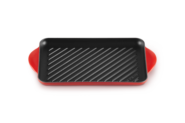 Le Creuset - patelnia żeliwna grillowa z dwoma uchwytami 32 cm Wiśniowa