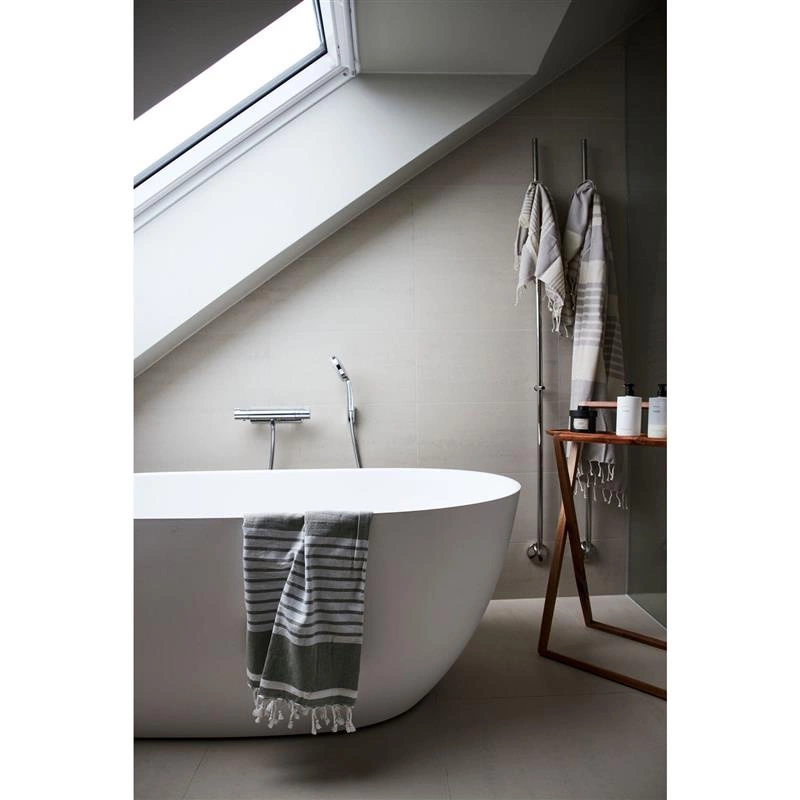 Sagaform - kocyk piknikowy lub ręcznik plażowy Ella Hamam, 145 x 250 cm, bawełna organiczna, beżowy Outdoor