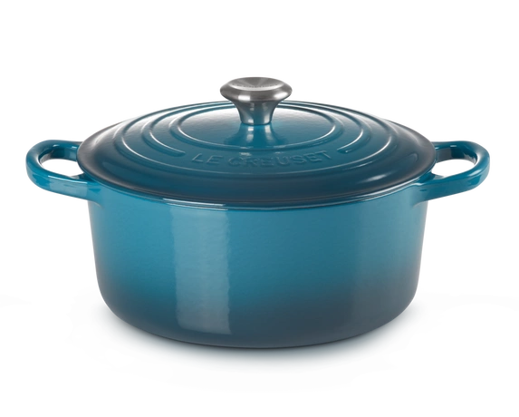 Le Creuset - brytfanna żeliwna emaliowana Signature okrągła 26 cm 5,3 l deep teal
