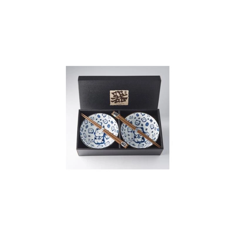 Made in Japan - Zestaw 2 miseczek Maneki Cat Blue