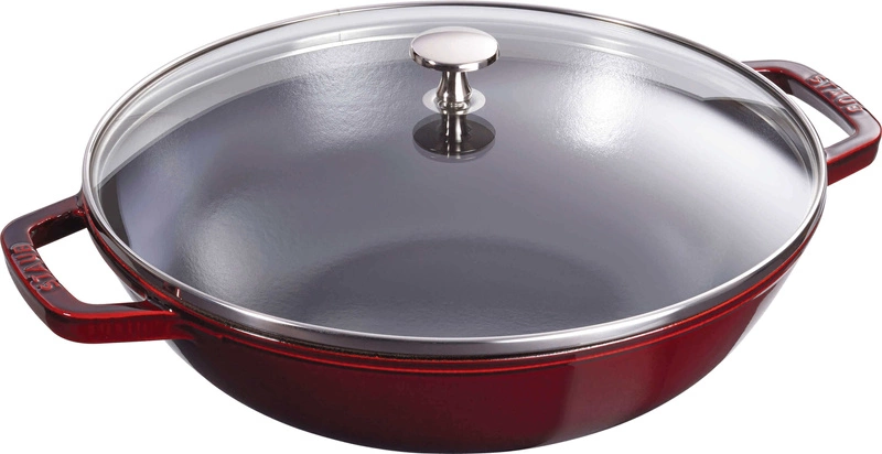 Staub - żeliwny wok bordowy 30 cm