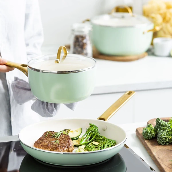 GreenPan - zestaw 10el. Garnków i patelni Padova reserve Pastel Green