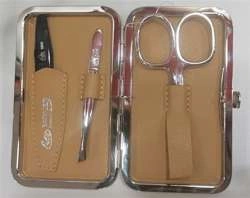 Erbe Solingen - Zestaw do manicure 3 cz. stal niklowana, piaskowe, sztywne etui