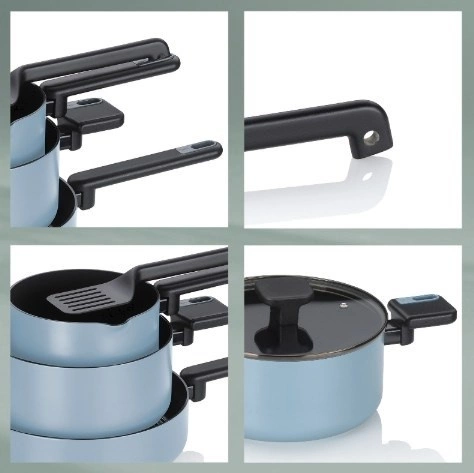 Kela - Zestaw 3 garnków 5el. dymny błękit Mira