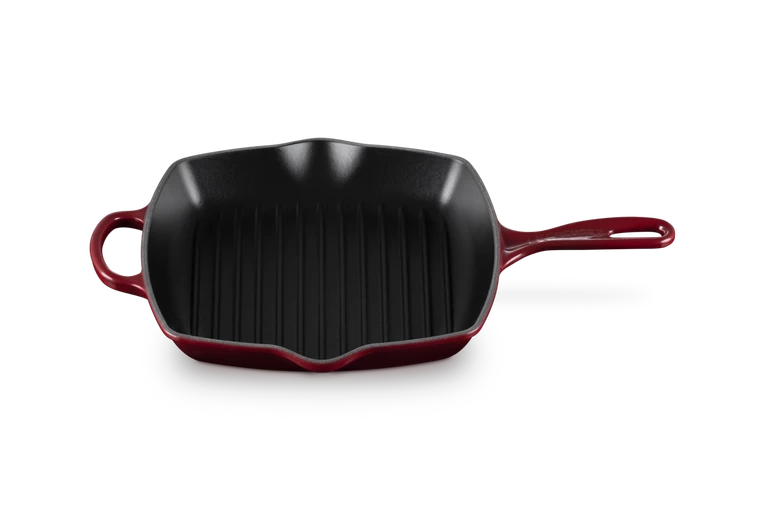 Le Creuset - patelnia żeliwna grillowa z dwoma uchwytami 26 cm garnet
