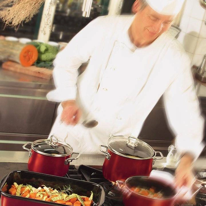 Riess - Garnek Riess niski z pokrywą 16cm Rosso