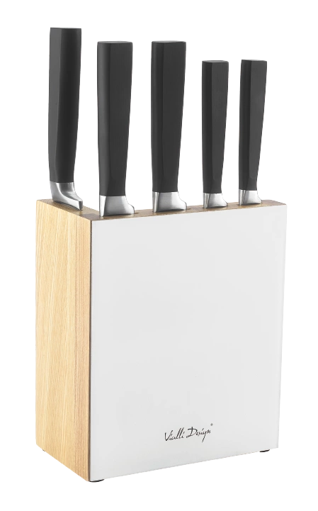 Vialli Design - Zestaw 5 kutych noży w bloku FINO biały