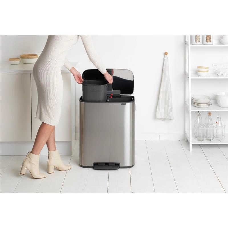 Brabantia - Kosz na śmieci pedałowy Bo 2x30L stal matowa FPP