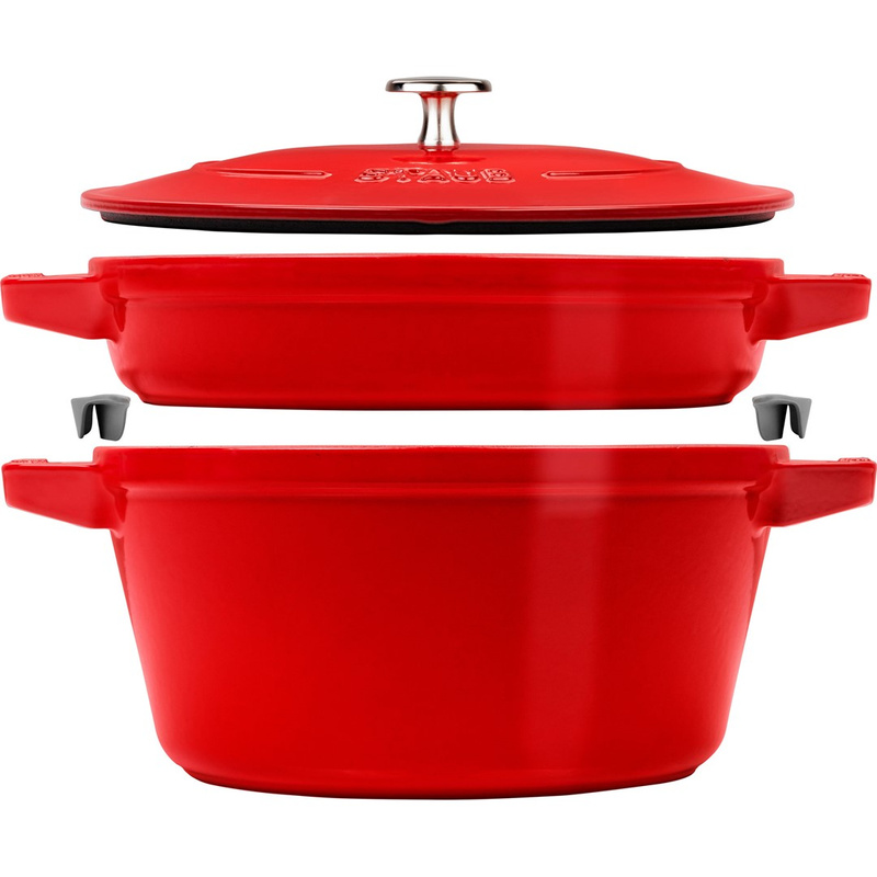Staub - zestaw 2 naczyń + pokrywka 24 cm czerwony
