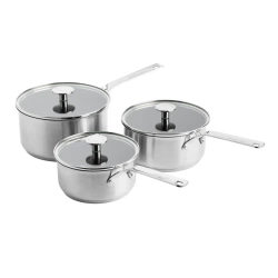 KitchenAid - Zestaw rondli z pokrywkami 16+18+20cm Stainless Steel