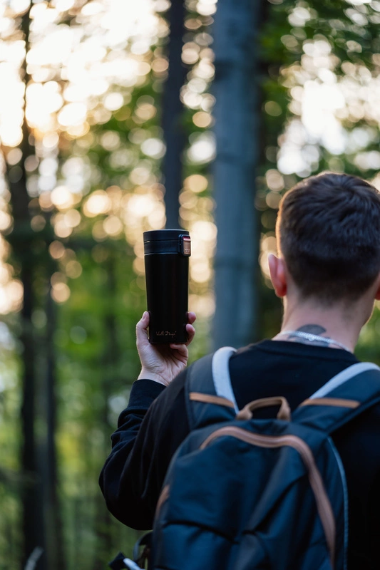 Vialli Design - Kubek termiczny 400ml FUORI czarny Rose Gold