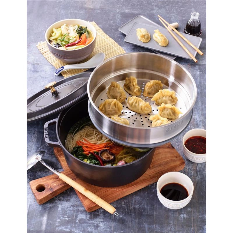 Staub - garnek żeliwny okrągły z wkładem 3.8 ltr czarny La Cocotte