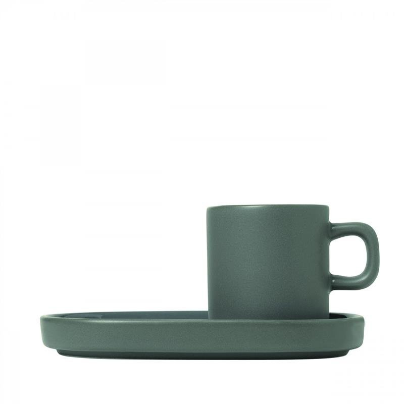 Blomus - ZESTAW 2 KUBKÓW DO ESPRESSOZ PODSTAWKAMI, PILAR, PEW