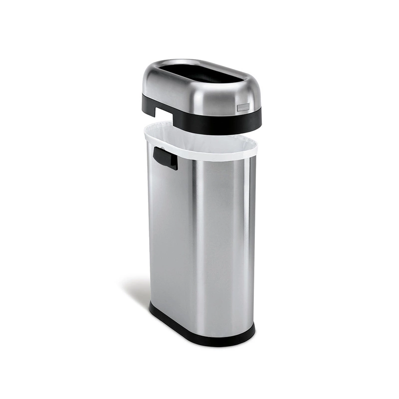 simplehuman - Kosz na śmieci 50L OPEN SLIM- stal matowa