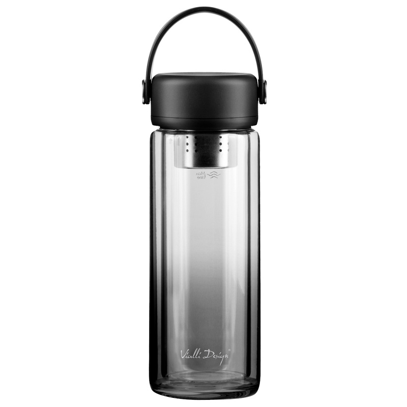 Vialli Design - Butelka z podwójną ścianką i zaparzaczem Fuori 350 ml czarna