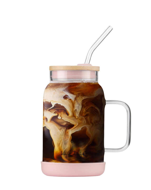 Vialli Design - Słoik ze słomką 600 ml różowy Fuori