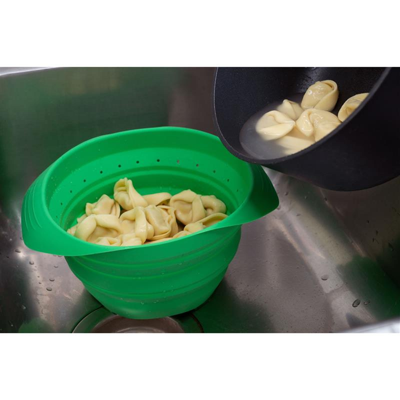 Lurch - cedzak składany, silikon, 19 x 22 x 3,5 cm, 2,0 l, zielony