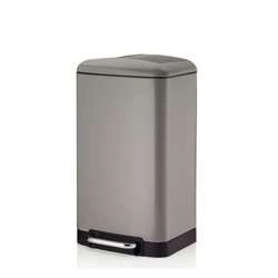 Kela - stalowy kosz na śmieci z pedałem, 30 l, 35 x 33 x 62 cm, szary Davino