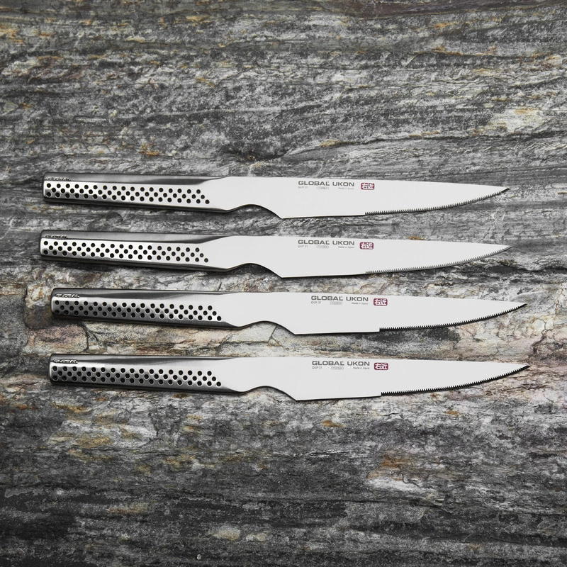 Global - Ukon Zestaw 4 noży do steków 13 cm