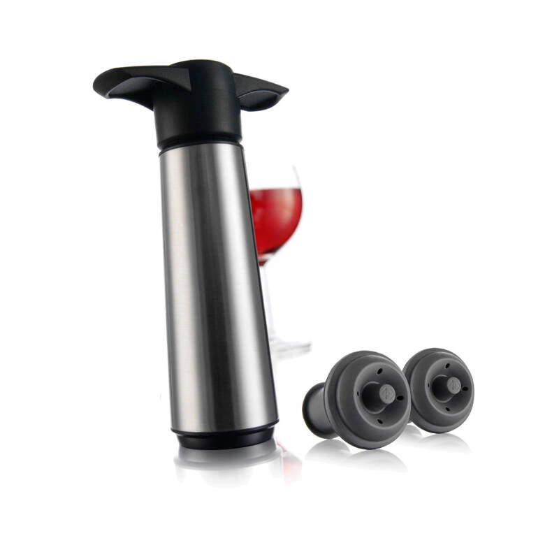 VACU VIN - Pompka do wina stalowa z 2 korkamisrebrny