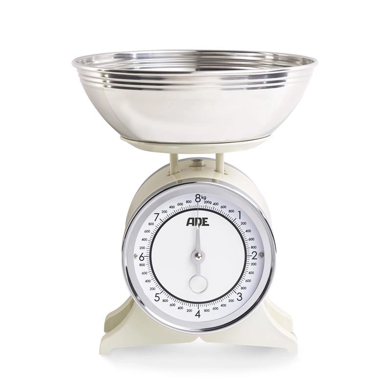 ADE - mechaniczna waga kuchenna z miską, do 8 kg, 2,5 l, śred. 24,5 x 28,5 cm, beżowa Anna