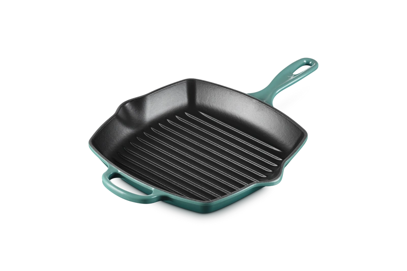Le Creuset - patelnia żeliwna grillowa z dwoma uchwytami 26 cm bleu riviera
